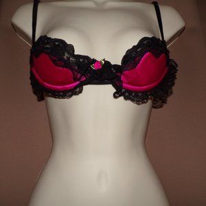 Vintage Frederick's of Hollywood Red and Black Half Bra Size 34